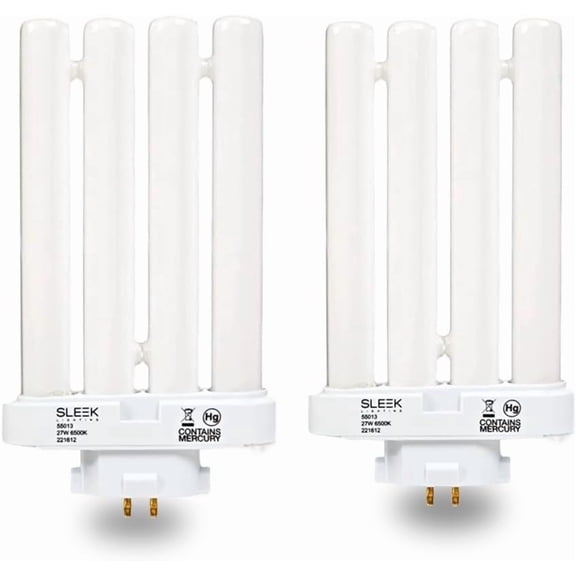 THTGDW-27 Watt T5 Quad Tube CFL 4 Pin GX10q-4 Base Light Bulb 6500K 1450lm - Compact Fluorescent -Daylight White Light (2 Pack)