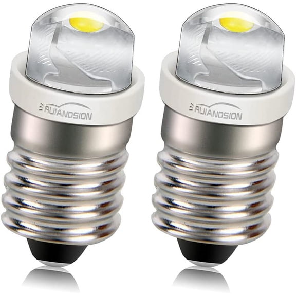 THTGDW-2pcs E10 LED Bulb DC 1.5V COB 0.5W 6000K White LED Bulb for Torch Light Flashlight Light,Negative Earth