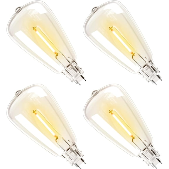 THTGDW-4 Pack ST38 Solar Replacement Bulbs, E17 3V Shatterproof Plastic LED Bulbs Only for Solar Outdoor String Lights, Dimmable, 2700K, Warm White