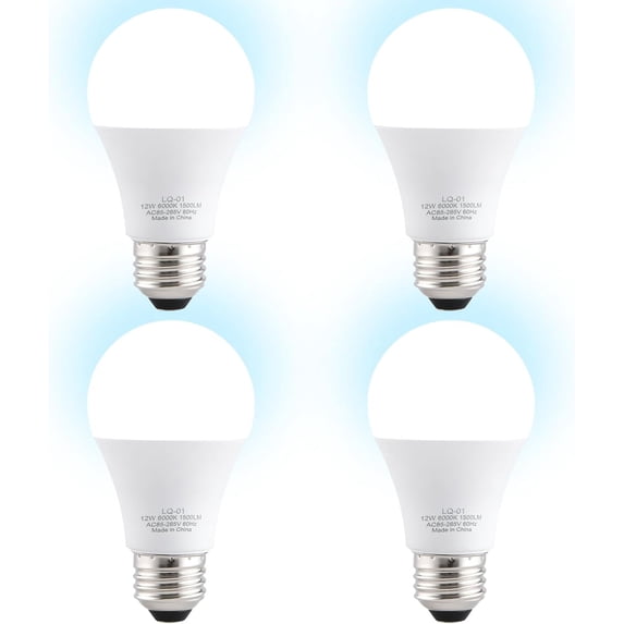 THTGDW-4PK Garage Door Opener Light Bulbs, 1500LM Ultra Bright, Minimize Interference, Compatible with Most Garage Door Openers, 12W, 6000K White, 120V, A19 Bulbs with E26 Base