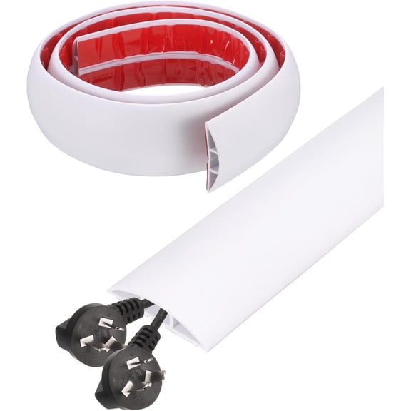 THTGDW-4ft Cord Cover Floor W0.5 x H0.3 Inner Channel PVC Hide Extension Cable Floor Wire Hider Wire Covers Protector for Prevent Cable Trips Cables Management, White