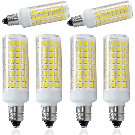 THTGDW-6-Pack E11 LED Light Bulbs, E11 Mini Candelabra Base, Daylight White 6000K 75W Halogen Equivalent, 120V 7W JD T3 T4 Corn Bulb Indoor Lighting