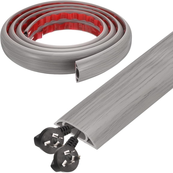 THTGDW-6ft Cord Cover Floor W0.6 x H0.33 Inner Channel PVC Hide Extension Cable Floor Wire Hider Wire Covers Protector for Prevent Cable Trips Cables Management, Wood Grey