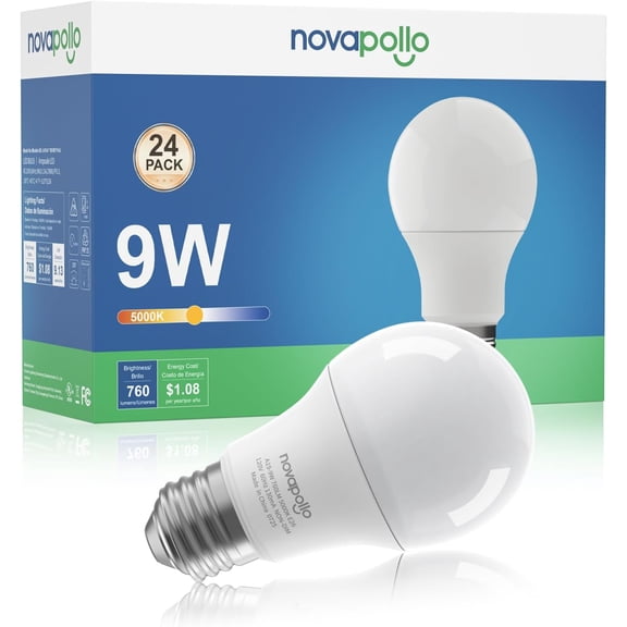 THTGDW-A19 LED Light Bulbs, 24-Pack, 60W Equivalent Non-Dimmable Light Bulb, 5000K Daylight, 760LM, E26 Base for Home Lighting