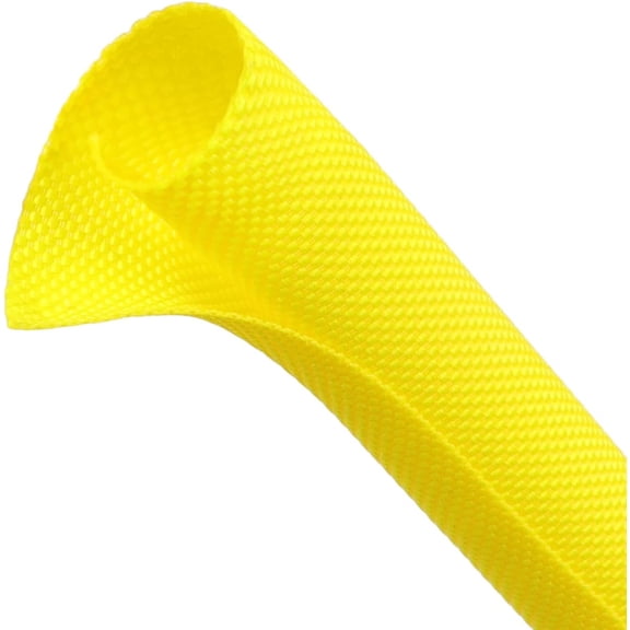 THTGDW-Automotive Wire Loom Tubing, Split Braided Cord Protectors from Pets No Chew, Flexible Cable Sleeve Cable Management for TV/Computer/Electric Wires (Yellow, 3/8"-25ft)