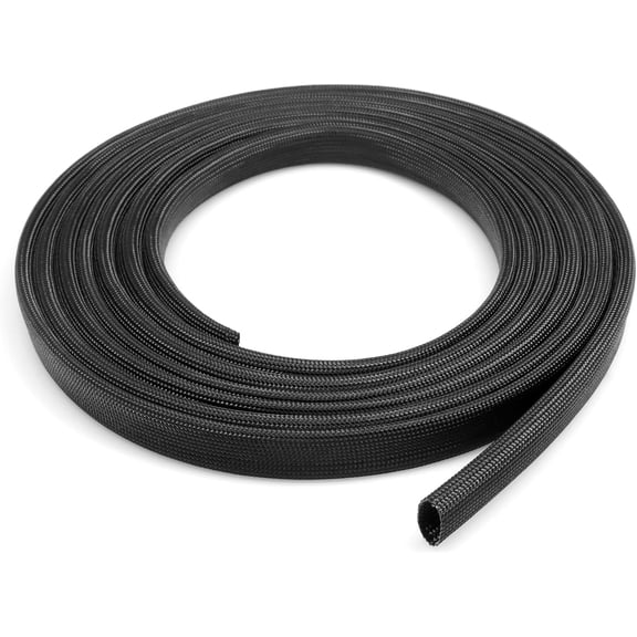 THTGDW-Braided Fiberglass Sleeve, 10ft High Temp Cable Sleeve, Flexible Cable Management Cable Protector for Car Wire Loom Protection (Black, 3/8")