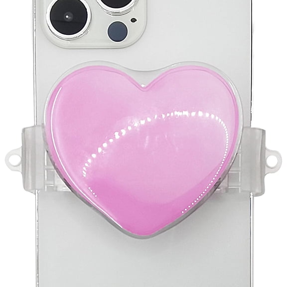 THTGDW-Cute Pink Heart Phone Grip Slide - Collapsible Sliding Phone Stand & Holder for iPhone, Phone Lanyard Crossbody for Women, Phone Charm & Accessories, Detachable Grips for Back of iPhone