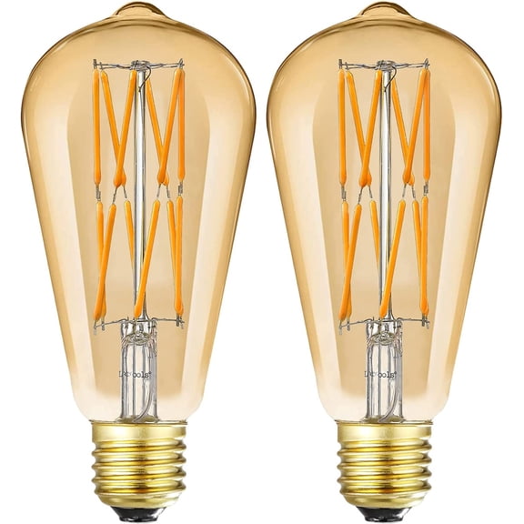 THTGDW-Dimmable Vintage LED Edison Bulbs 12W,Equivalent 100 Watt, 2500K Warm White(Amber Gold Glass), E26 Base, Decorative Antique Shape, Squarrel Cage Filament Vintage Light Bulb, 2-Pack