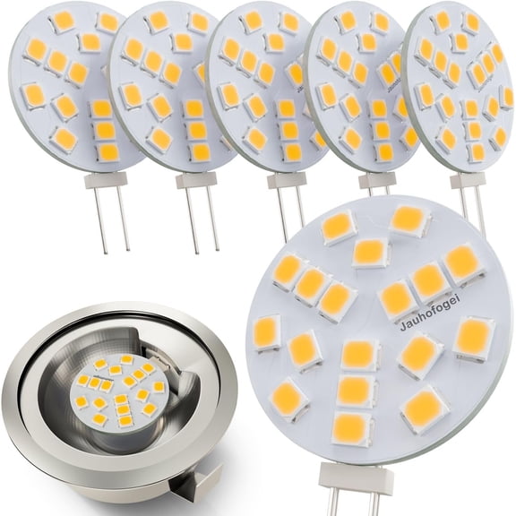 THTGDW-G4 LED Bulb Warm White 3000K 2W - 20 Watt Halogen JC Bulb Replacement G4 Bi Pin Bulb - LED Appliance Bulb Range Hood 20W 12V G 4 Base T3 - 12 Volt ac/dc Under Cabinet Puck Light Bulbs - 6 Pack
