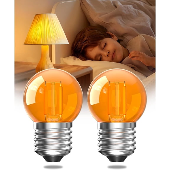 THTGDW-G40 LED Low Watt Light Bulb,2W E26 Amber Bulb Equivalent 20 Watt, Low Lumen Light Bulb 2000K Dim Soft Warm Light for Bedroom Bathromm Accent Lighting(Non-Dimmable,2.36 x 1.57 inch)