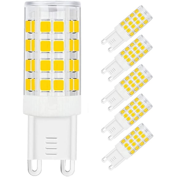 THTGDW-G9 LED Bulb 5W, 40W G9 Halogen Bulb Replacement, 420LM, Daylight White 6000K, AC100V-240V, G9 Base Non-Dimmable Light Bulbs, 6-Pack