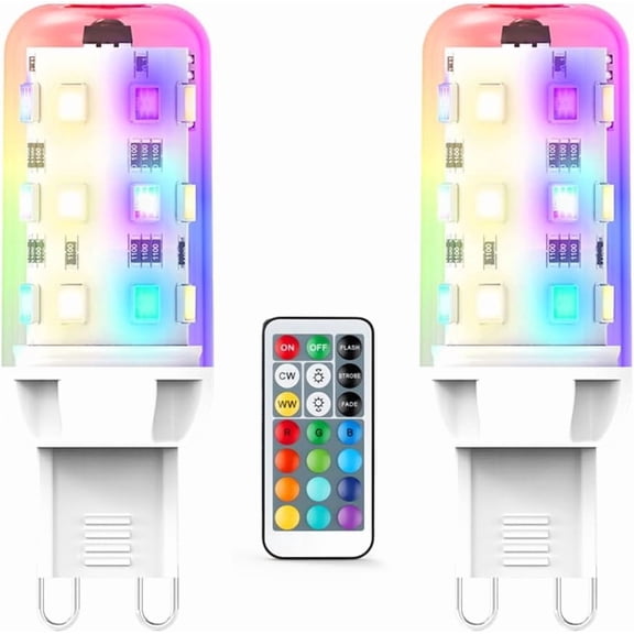THTGDW-G9 LED Dimmable Bulb, RGB Color Changing with Remote Control G9 LED Light Bulbs, 25W G9 Halogen Equivalent, 3000K Warm White/6000K Daylight White, 250LM, No Flicker, 2 Pack