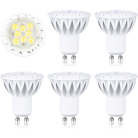 THTGDW-GU10 LED Bulb 5W 6000K Daylight White Dimmable GU10 Bulb 50W Halogen Equivalent, 38 Degree Spotlight for Track Lighting in Kitchen, Range Hood, Living Room, Bedroom, Pack of 6