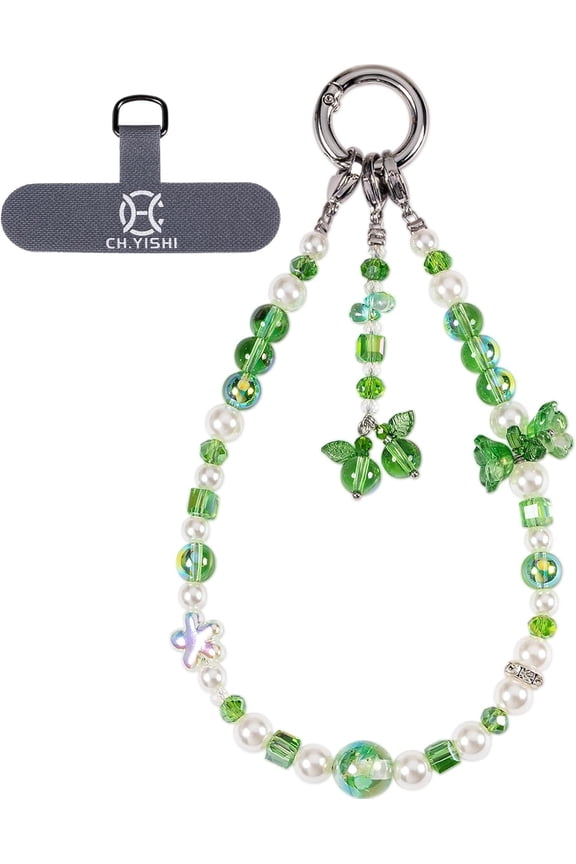 -Handmade Beaded Charm Cell Phone Camera Lanyard, Wrist Strap with Tether Tab,Phone Chain String, Keychain Wallet Decor