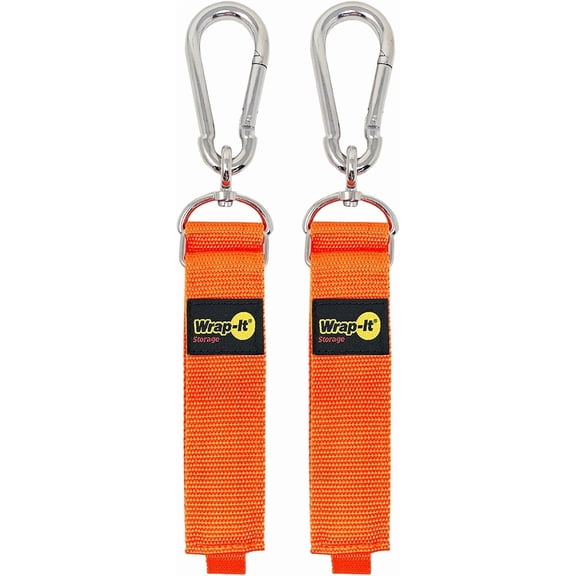 THTGDW-Hook 'n Hang Straps - 18" (2-Pack) Blaze Orange - Hose and Extension Cord Storage Accessories for Garage Organizing