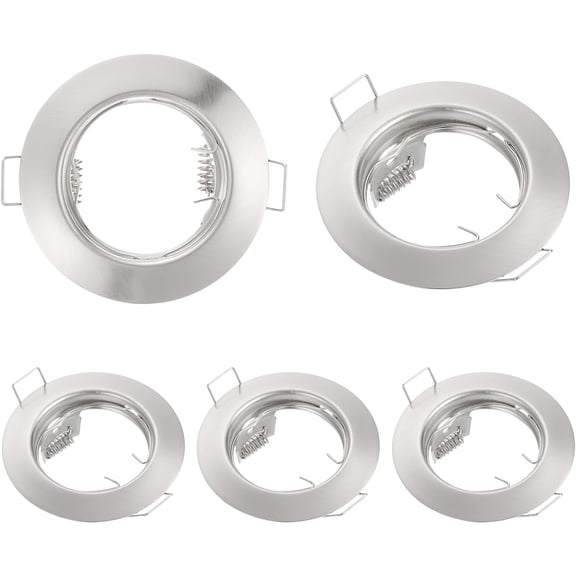 THTGDW-LED Downlight Fixture Housing, 5pcs MR16 GU10 Bulbs Recessed Lights Holder Round Frame Ceiling Spotlights Mounting Frame for Home Light, Silver
