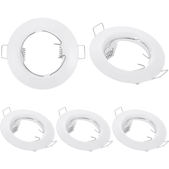 THTGDW-LED Downlight Fixture Housing, 5pcs MR16 GU10 Bulbs Recessed Lights Holder Round Frame Ceiling Spotlights Mounting Frame for Home Light, White
