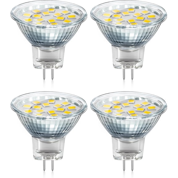 THTGDW-MR11 GU4 12V-24V LED Light Bulbs, 2W Equivalent 10W-20W Halogen GU4 Bi-Pin Base Spotlight Bulb, 3000K Warm White MR11 Bulb for Landscape Recessed Track Fiber Optic Light, 4PCs Not Dimmable