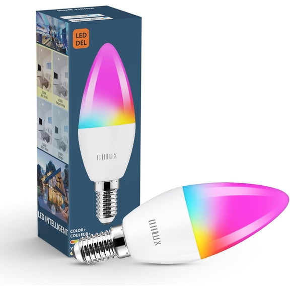 THTGDW-Smart Candelabra Led Light Bulbs, E12 Base Led Bulb 5W 40 Watt Equivalent WiFi Candle Small Bulbs Compatible with Alexa/Google Assistant, Color Change Alexa Light Bulbs 2.4GHz WiFi Only,1 Pack