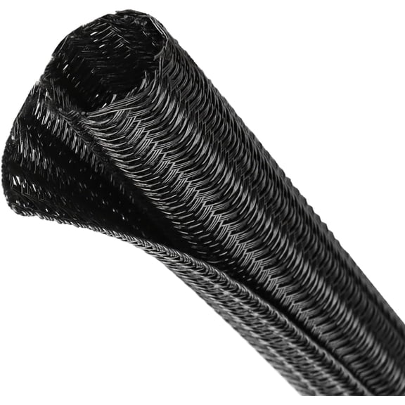THTGDW-Split Wire Loom Tubing, Cable Protector Sleeve, Braided Cable Management for TV/Computer/Home Theater/Engine Bay, Cord Protectors from Pets No Chew (Black, 3/8"-10ft)
