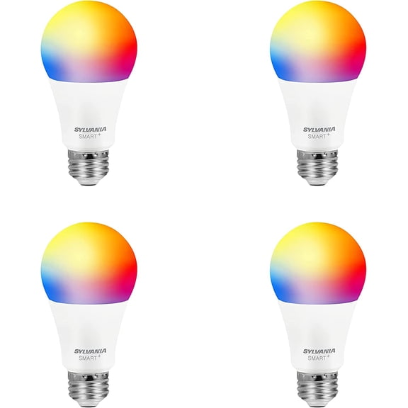 THTGDW-Sylvania Smart Light Bulb, Bluetooth Mesh LED Bulb, Compatible with Alexa & Google Home, A19, 60W Equivalent, E26, RGBW Full Color & Adjustable White [2022 Model] (Pack of 1, 4 Count Total)