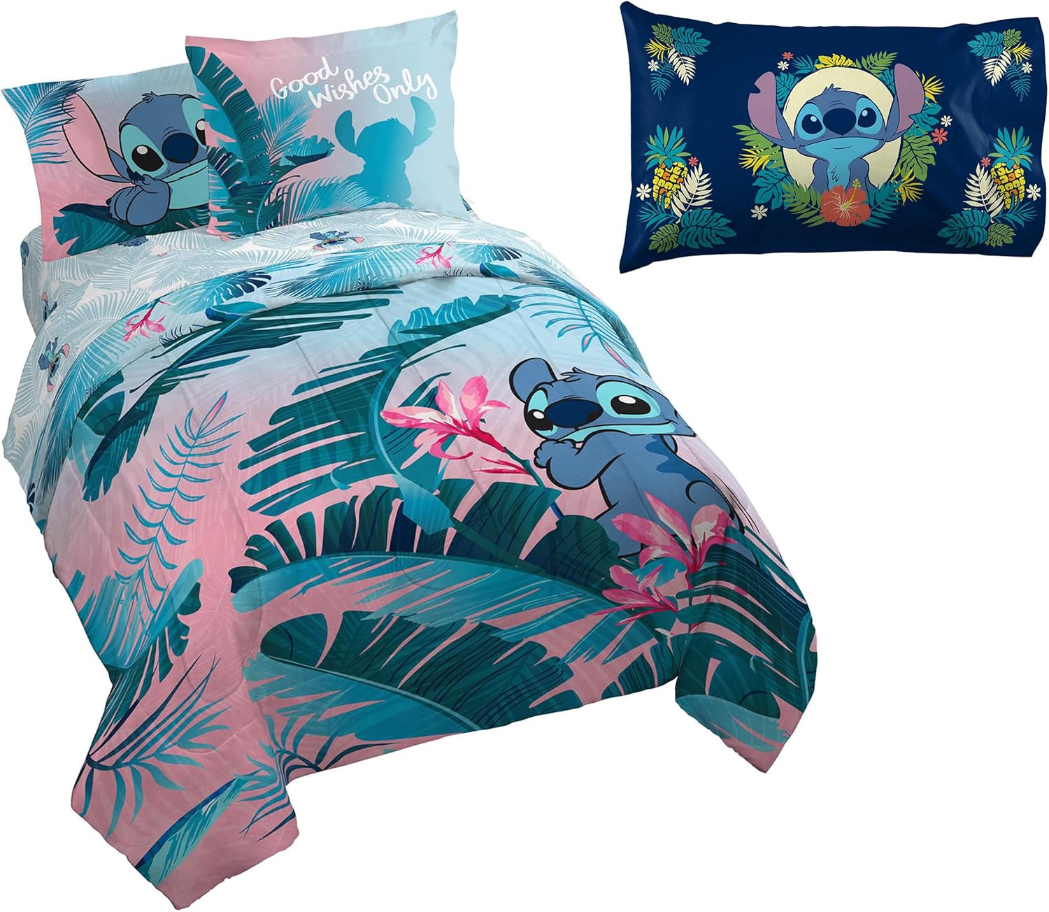 THUMB Lilo and Stitch Floral Fun Queen Bed Set and Hawaii Garden
