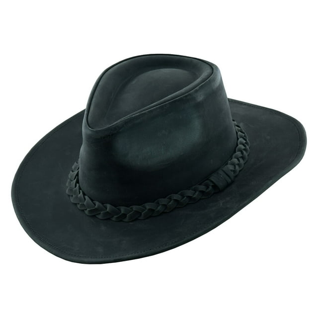 THUNDER Leather Cowboy Western Hat for Men and Women (M,Black ...