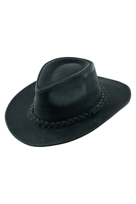 THUNDER Leather Cowboy Western Hat for Men and Women - S - Black