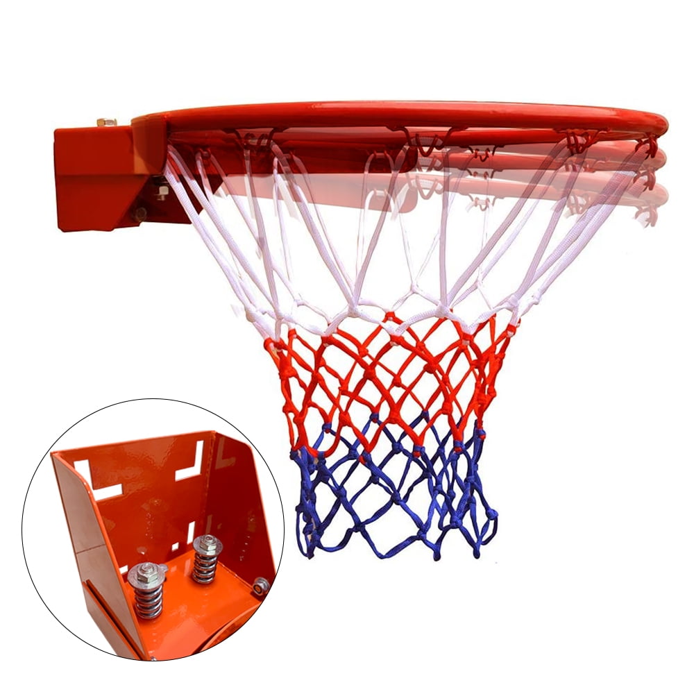 THUNDERBAY 18 inch Standard Double Spring Flex Reinforced Wall Mounted Basketball Rim, Two Nylon Nets Include One Nightlight Basketball Net