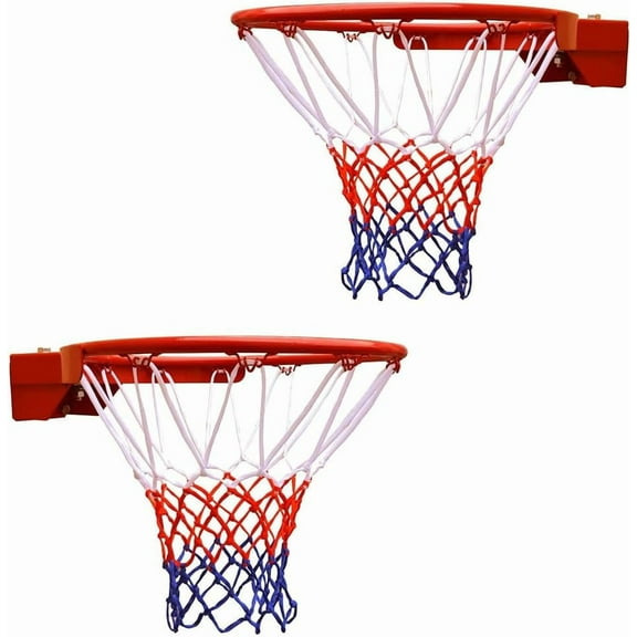 THUNDERBAY 18 inch Standard Double Spring Flex Reinforced Wall Mounted Basketball Rim, Two Nylon Nets Include One Nightlight Basketball Net