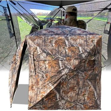 THUNDERBAY See Through Hunting Blind 270/360 Degree with Carrying Bag & Ground Stakes, 2-3 Person Pop Up Ground Blinds, Portable Durable Hunting Tent for Deer & Turkey Hunting