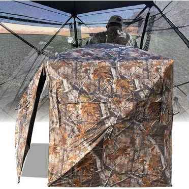 THUNDERBAY See Through Hunting Blind 270/360 Degree with Carrying Bag & Ground Stakes, 2-3 Person Pop Up Ground Blinds, Portable Durable Hunting Tent for Deer & Turkey Hunting