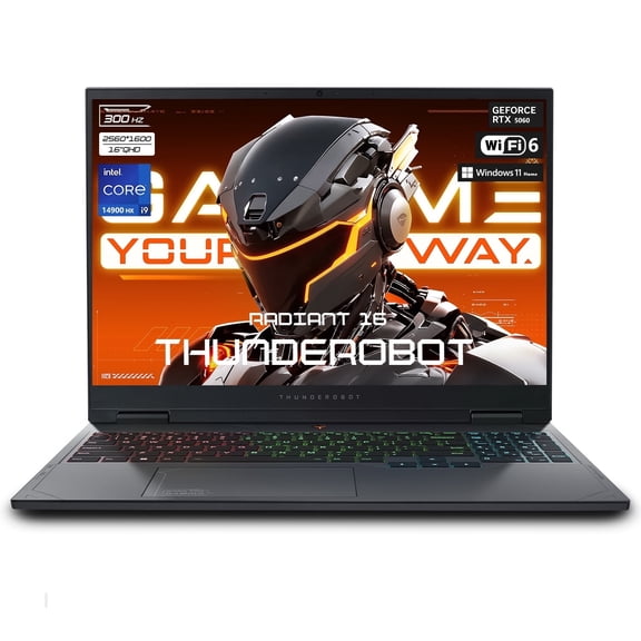 THUNDEROBOT Radiant 16 Laptop, 16" QHD+ 300Hz, Intel i9-14900HX, GeForce RTX 5060, 16GB DDR5 RAM, 1TB SSD, Wi-Fi 6