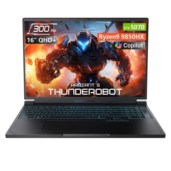 THUNDEROBOT Radiant 16S 16" QHD+ Gaming Laptop, Ryzen 9 9850HX, RTX 5070, 300Hz, 16GB DDR5, 512GB SSD, RGB Keyboard, Win 11 Home
