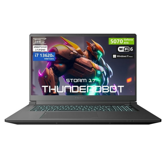 Thunderobot Storm 17 Gaming Laptop, 17.3" QHD 165Hz, Core i7-13620H, GeForce RTX 5070, 32GB RAM, 1TB SSD, RGB Keyboard, Win 11 Home