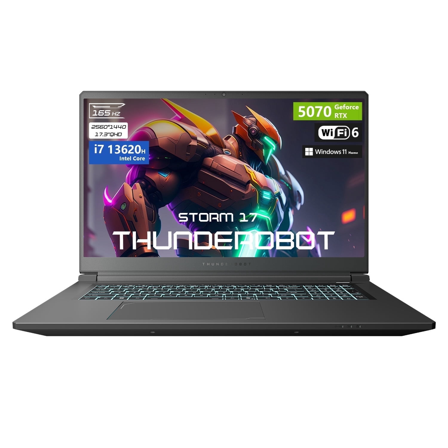 Thunderobot Storm 17 Gaming Laptop, 17.3" QHD 165Hz, Core i7-13620H, GeForce RTX 5070, 32GB RAM, 2TB SSD, RGB Keyboard, Win 11 Home
