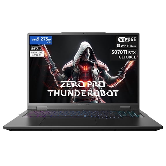 Thunderobot Zero 16 Pro 5070 Ti Gaming Laptop, 16" QHD+ 360Hz Hummingbird Display, Core Ultra 9 275HX, GeForce RTX 5070 Ti, 32GB DDR5, 2TB SSD, Per-Key RGB, FHD HD Camera, Wi-Fi 6E, Win 11 Home