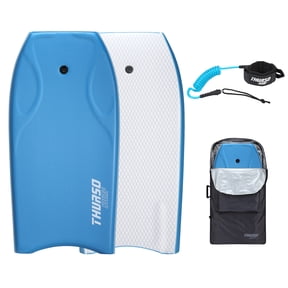 THURSO SURF 42'' Body Boards for Beach Pool Lightweight PE Core IXPE Deck HDPE Bottom FRP Stringers High Performance Body Board with Double Swivel Surf Leash and Bodyboard Bag Lightning Azure