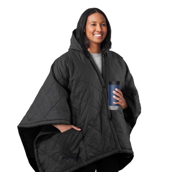 Sunbeam On-the-Go Cordless Heated Throw Blanket with Hood Gray Nylon/Microplush 50x66