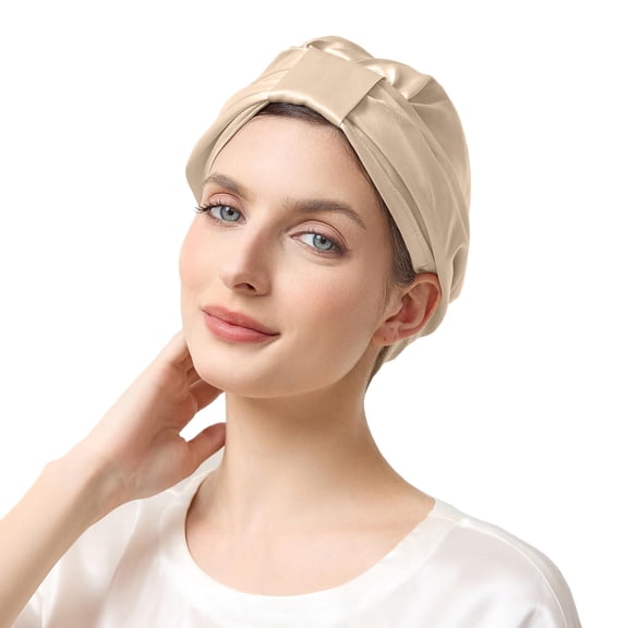 THXSILK 100% Mulberry Silk Bonnet for Sleeping Women Hair Silk Wrap Hair Cap for Women Long Curly Hair Silk Sleep Bonnet with Square Buckle Design