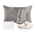 thumbnail image 1 of THXSILK 19 Momme Silk Pillowcase, Mulberry Silk Pillow Case with Hidden Zipper, Both Sided 100% Natural Mulberry Silk, Standard Size(20"x26"), Charcoal, 1 of 8
