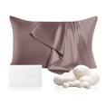 thumbnail image 1 of THXSILK 19 Momme Silk Pillowcase, Mulberry Silk Pillow Case with Hidden Zipper, Both Sided 100% Natural Mulberry Silk, King Size(20"x36"), Purple, 1 of 8