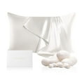 thumbnail image 1 of THXSILK 19 Momme Silk Pillowcase, Mulberry Silk Pillow Case with Hidden Zipper, Both Sided 100% Natural Mulberry Silk, King Size(20"x36"), White, 1 of 8
