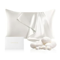 THXSILK 19 Momme Silk Pillowcase, Mulberry Silk Pillow Case with Hidden Zipper, Both Sided 100% Natural Mulberry Silk, King Size(20"x36"), White