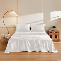 THXSILK 4 Pcs Silk Sheet Set, Luxury Bedding Sets, 1 Fitted Sheet, 1 Flat Sheet & 2 Pillowcase, 100% Natural Mulberry Silk,Queen Size