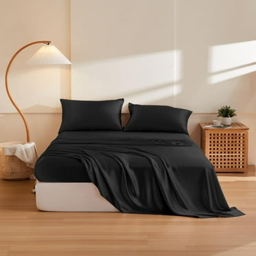 THXSILK 4 Pcs Silk Sheet Set, Luxury Bedding Sets, 1 Fitted Sheet, 1 Flat Sheet & 2 Pillowcase, 100% Natural Mulberry Silk,Queen Size
