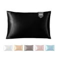 thumbnail image 1 of THXSILK Hyaluronic Acid Silk Pillowcase for Hair and Skin,22 Momme Mulberry Silk Pillowcase with Hidden Zipper,Both Side 100% Pure 6A+ Mulberry Silk Cooling Pillow Cover, King Size(20"X36"), Black, 1 of 8