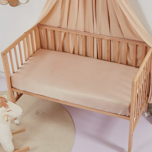 THXSILK Mulberry Silk Crib Sheets for Boys Girls, Organic 100% Top Grade Mulberry Silk, Super Soft Toddler Bed Sheets, 28"x52"x8", Champagne