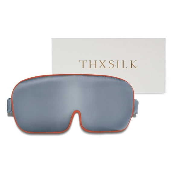 THXSILK Mulberry Silk Sleep Mask, 25 Momme Eye Mask for Sleeping, Soft Eye Cover Eyeshade for Night Sleeping, Travel, 4×9inches, Foggy Blue