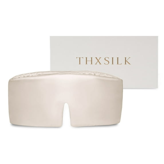 THXSILK Mulberry Silk Sleep Mask, Pure Mulberry Silk Eye Mask, Adjustable Headband, Full Size Large Sleep Mask & Blindfold for Total Blackout, All Night Sleep, Travel & Nap, 4.72''x27.56''